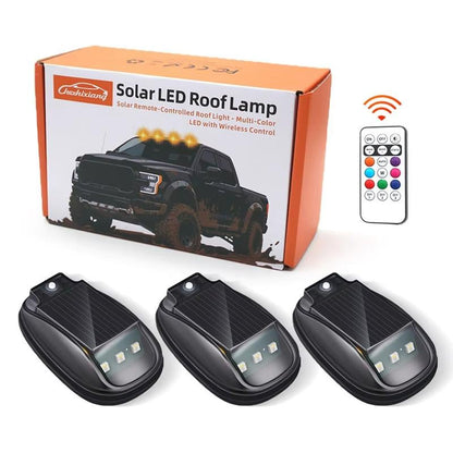 🔥Solar-powered RGB strobe light on car roof with remote control💡