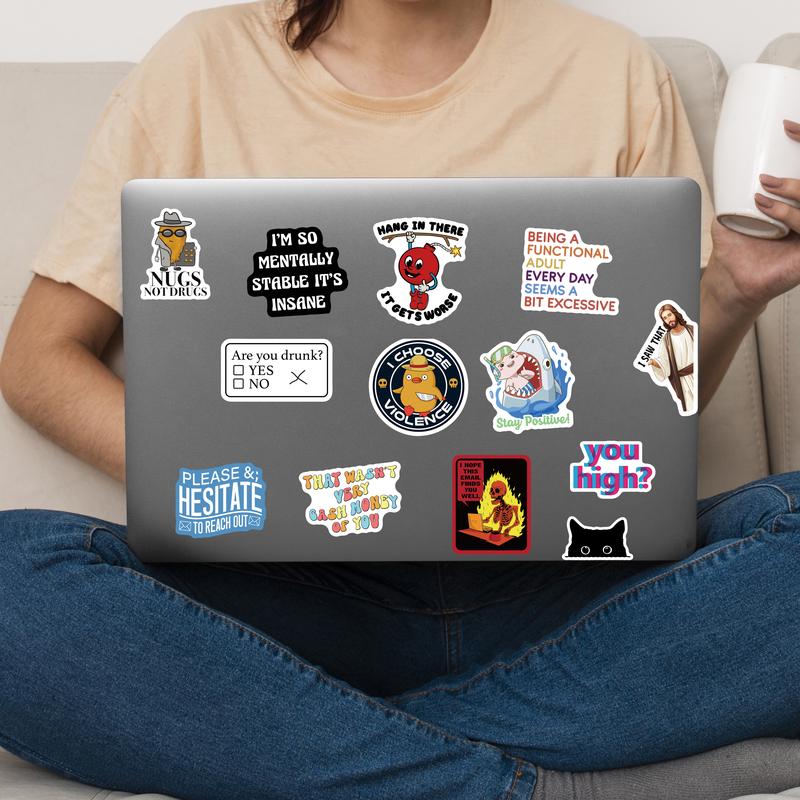 🔥💡130PCS Funny Saying Sticker Pack - Snarky, Sarcastic Bold Humor Vinyl Waterproof Meme stickers for laptop