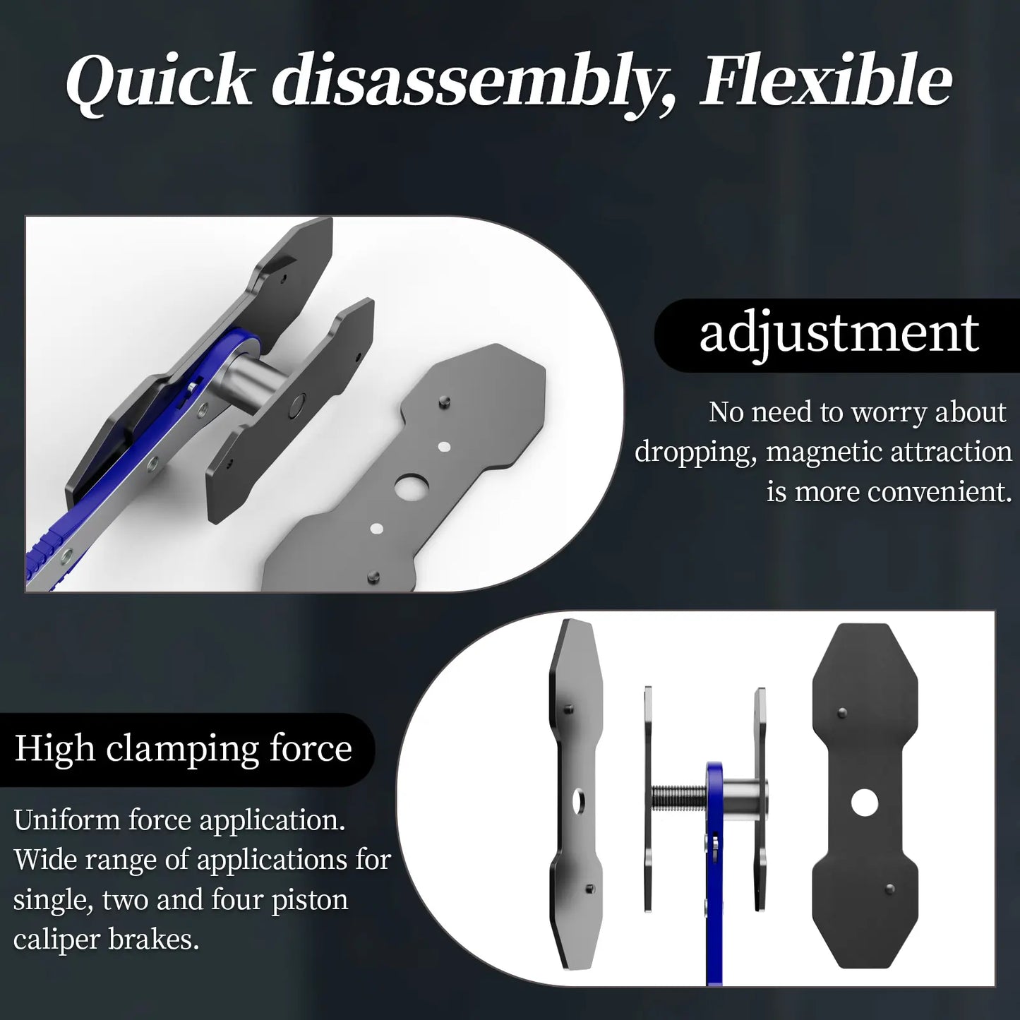 Brake Caliper Piston Press Tool – 360° Rotating Ratchet Wrench for Single, Dual & Quad Piston Disc Brakes