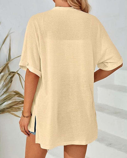 Short Sleeve Casual Solid Coat