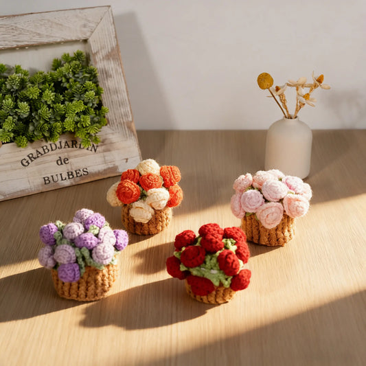 Handmade Crochet Flower Bouquet Coaster – Decorative Gift for Mom & Grandma