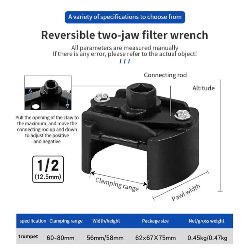 Adjustable Oil Filter Wrench | 60mm-105mm Universal Removal Tool