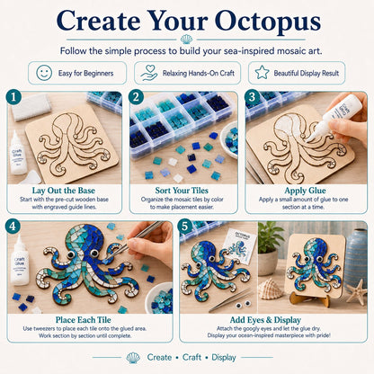 🔥 LAST DAY 49% OFF – 🌊 Octopus Mosaic Kit | Beginner-Friendly DIY Glass Craft with Step-by-Step Instructions