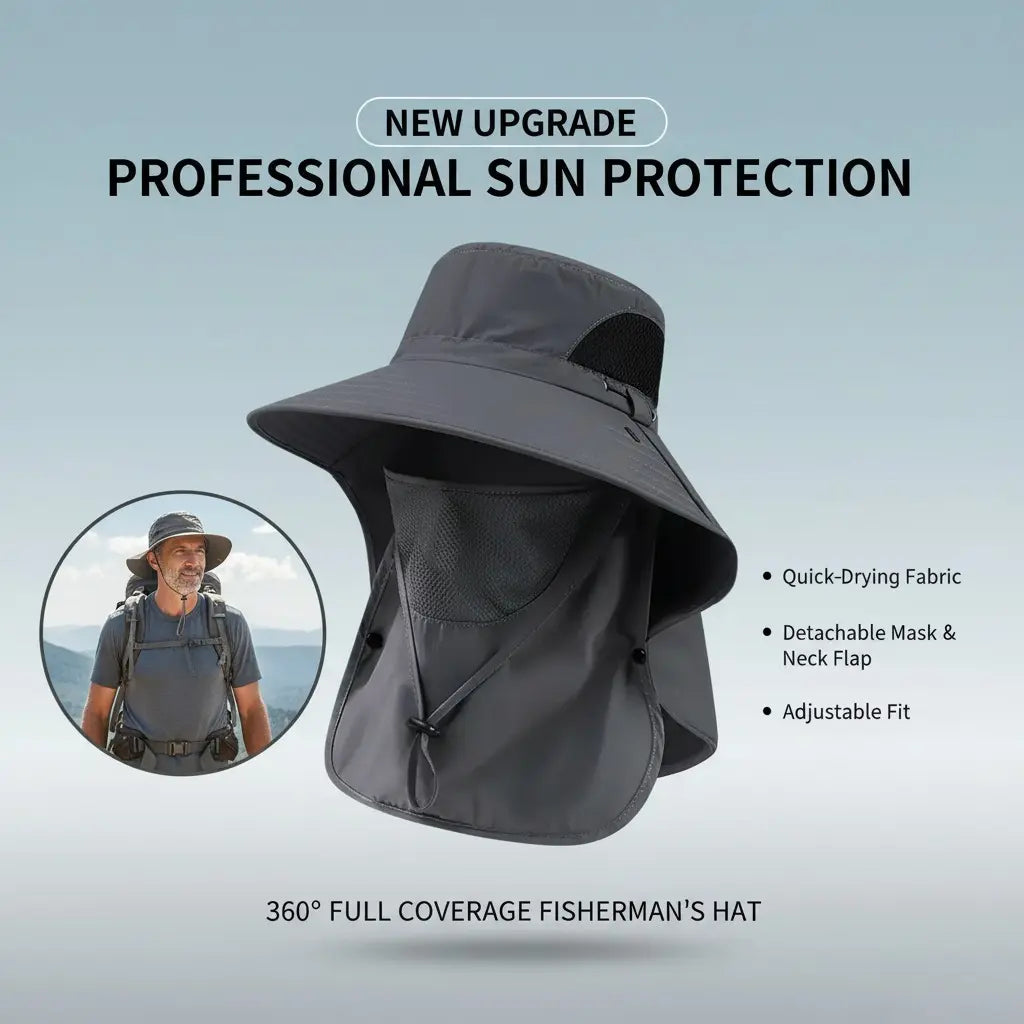 Spring/Summer Fisherman's Hat Detachable Outdoor Fishing Face Covering Neck Protection