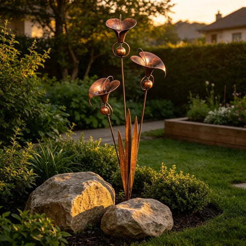 Copper Calla Lily Garden Chime Set – Peaceful Outdoor Decor for Flower Lovers 🌿🔔