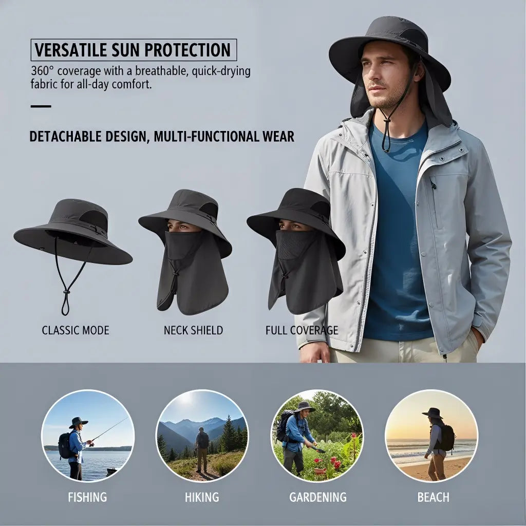 Spring/Summer Fisherman's Hat Detachable Outdoor Fishing Face Covering Neck Protection