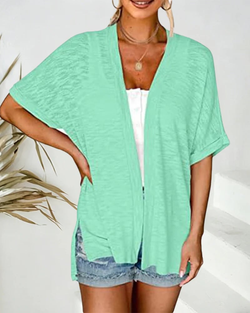 Short Sleeve Casual Solid Coat