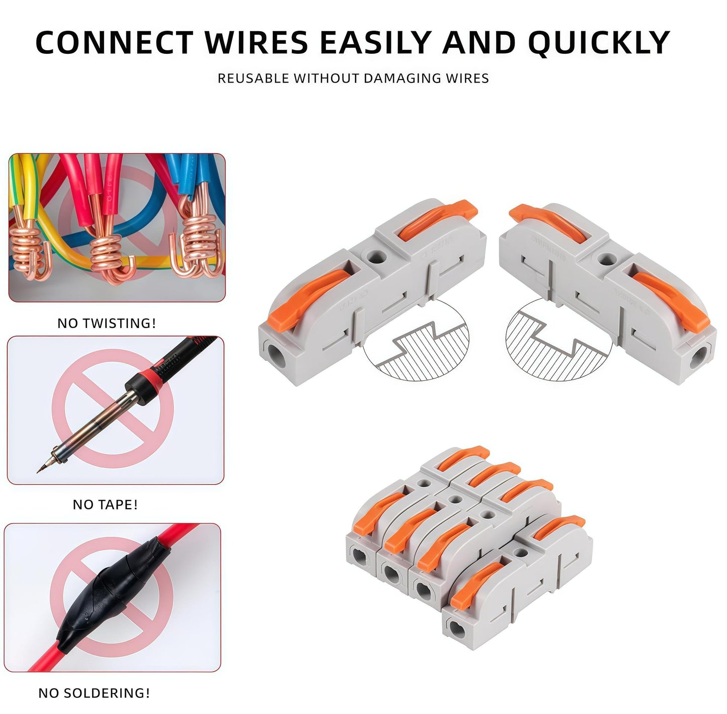 Universal Quick Lever Electrical Wire Connectors (24-12 AWG) Assortment