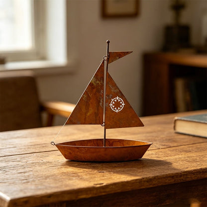 3D Rustic Metal Sailboat Pot