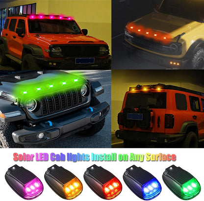 🔥Solar-powered RGB strobe light on car roof with remote control💡