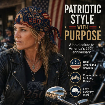 🔥LIMITED AMERICA 250 DESIGN — Cycling Pirate Hat / Biker Headwrap (Adjustable tie-back fit)