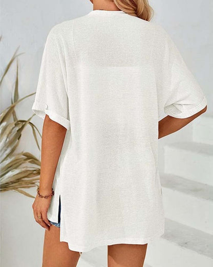 Short Sleeve Casual Solid Coat