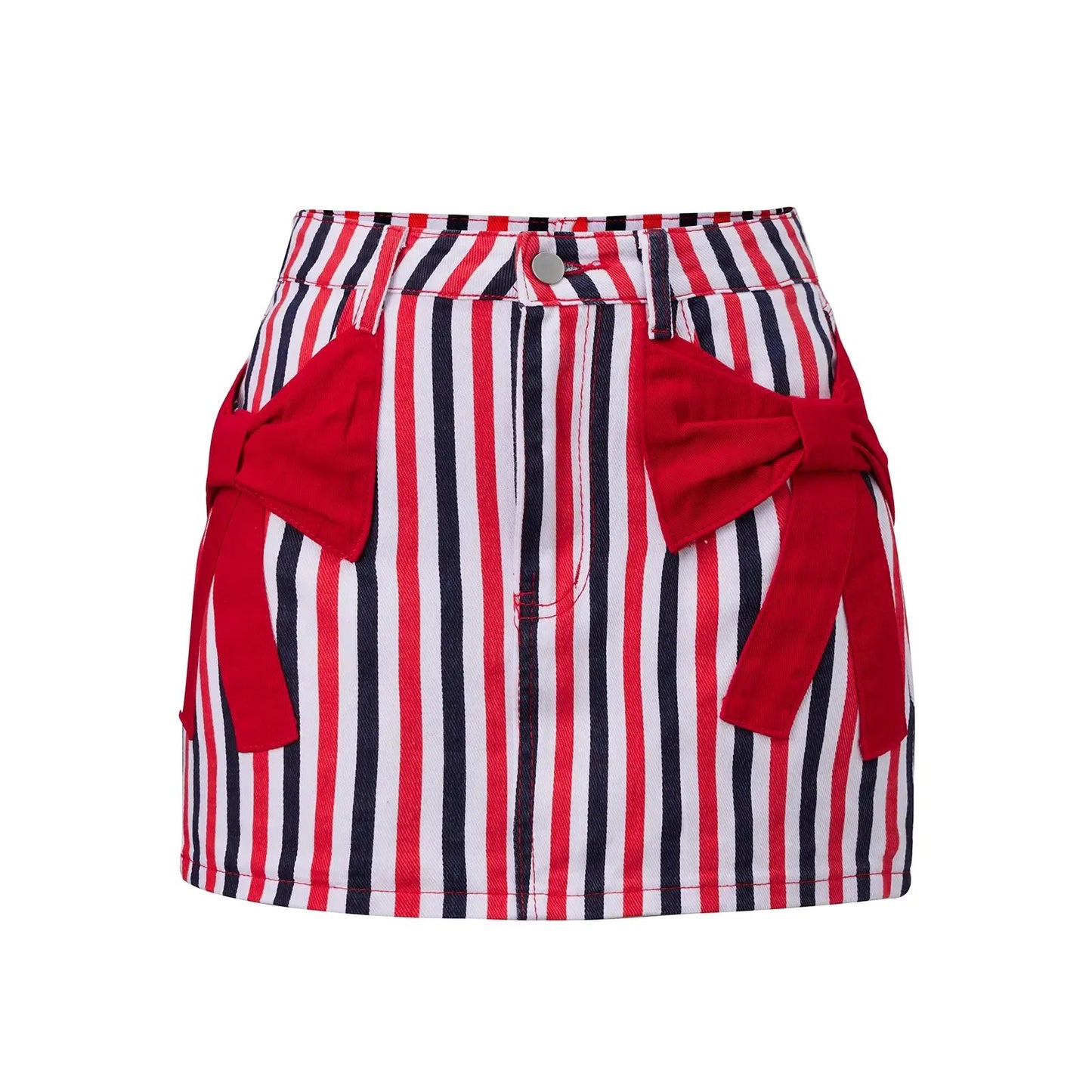 🏆 Retro Patriotic Style🏆Women's Red White Blue Striped Mini Skirt - 4th of July & Daily Wear