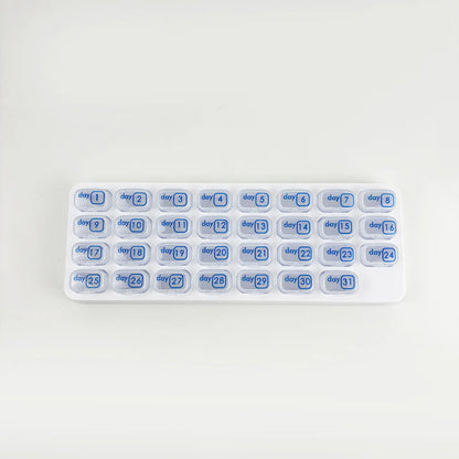 🔥✨Monthly Pill Organizer with Lid - Arthritis-Friendly Easy-Open Lids 31 Removable Daily Pill Pods Date Reminder & Travel Case for Vitamins & Medications