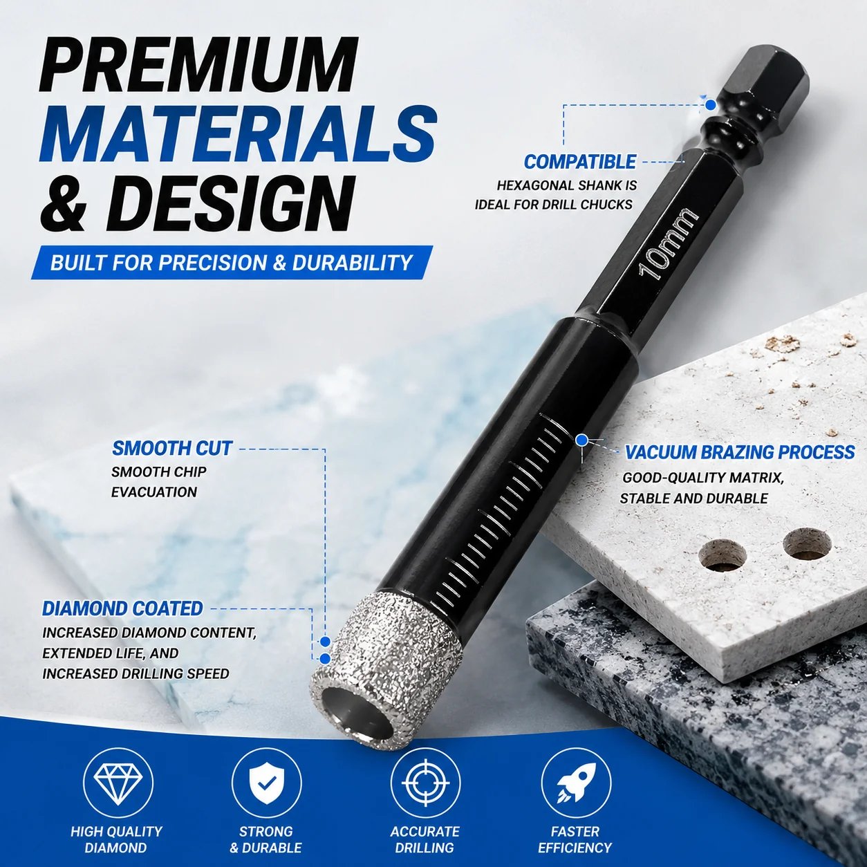 6PCS Diamond Drill Bit Set – Clean Holes In Hard Surfaces