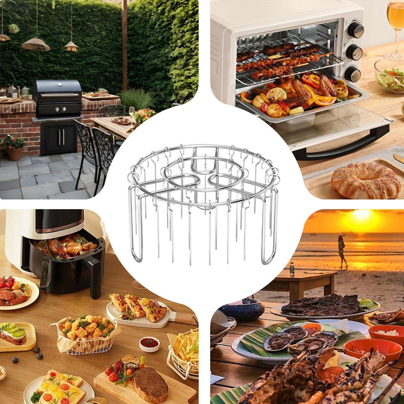 🔥 Air Fryer Skewer Rack – Stainless Steel Vertical Kebab Holder for Air Fryers, Ovens & Homemade BBQ Snacks🍢
