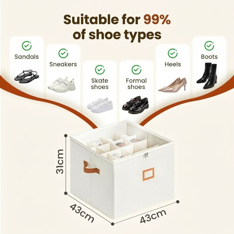 ⏰👟LIMITED TIME 60% OFF:ONLY £11.99!‼️Fabric Shoe Organizer Storage Box – Foldable, Large Capacity, Dustproof & Breathable for Closet & Bedroom 🧺✨