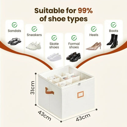 ⏰👟LIMITED TIME 60% OFF:ONLY £11.99!‼️Fabric Shoe Organizer Storage Box – Foldable, Large Capacity, Dustproof & Breathable for Closet & Bedroom 🧺✨