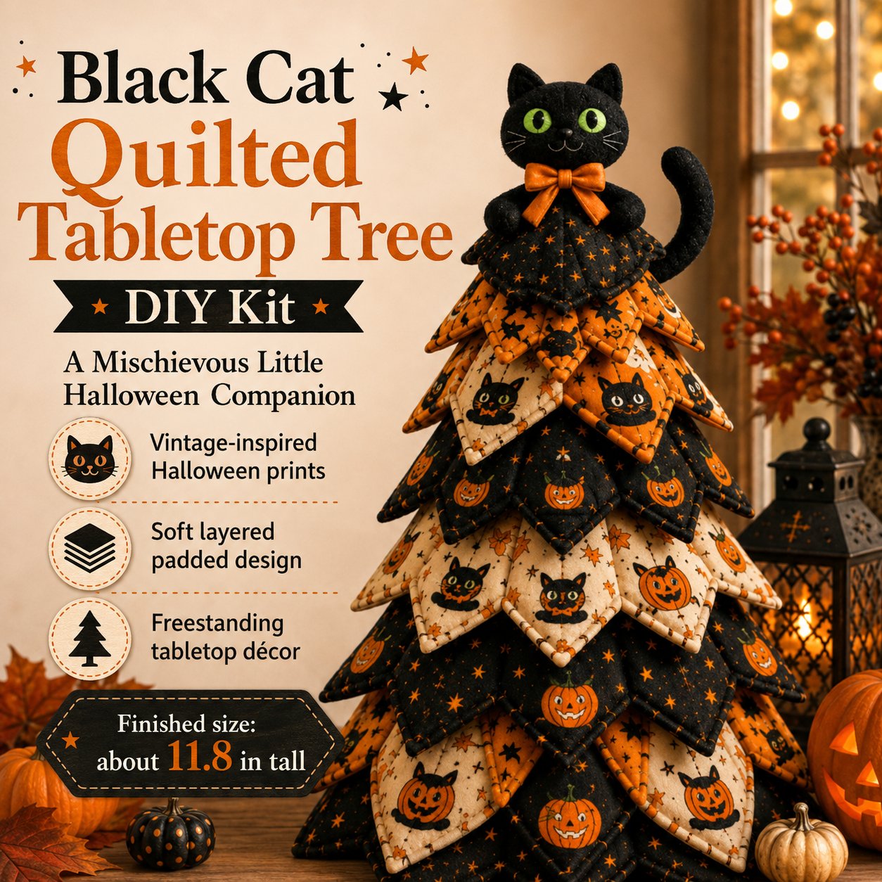🔥LAST DAY 50% OFF - 🎃 DIY Halloween Quilted Fabric Tree Kit – Easy Layered Fabric Holiday Décor for Quilting Lovers(📦Buy 2 Free Shipping)