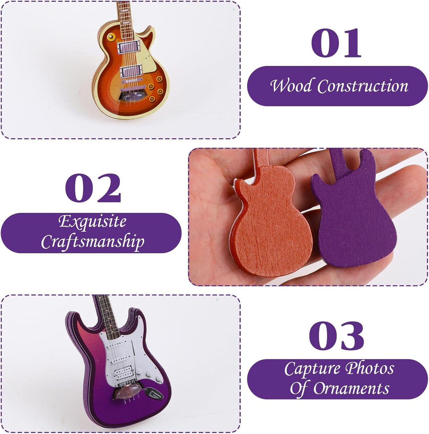4Pcs Wooden Miniature Electric Guitar-Miniature Bass Guitar Model
