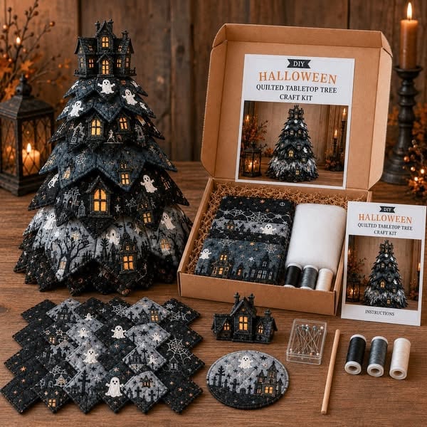 🔥LAST DAY 50% OFF - 🎃 DIY Halloween Quilted Fabric Tree Kit – Easy Layered Fabric Holiday Décor for Quilting Lovers(📦Buy 2 Free Shipping)