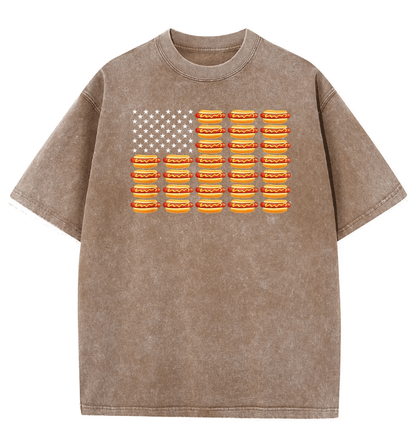 Hot Dog American Flag July 4th Patriotic Summer BBQ Funny T-Shirt