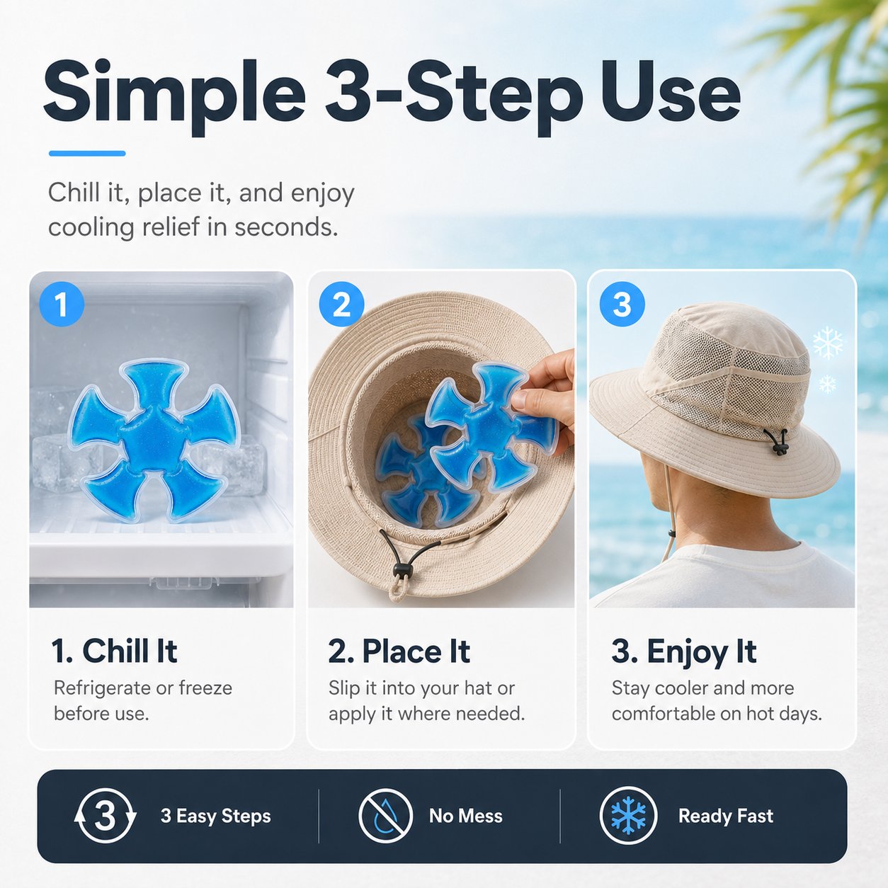 Reusable Cooling Pad for Hats & Body Relief🧢🧊