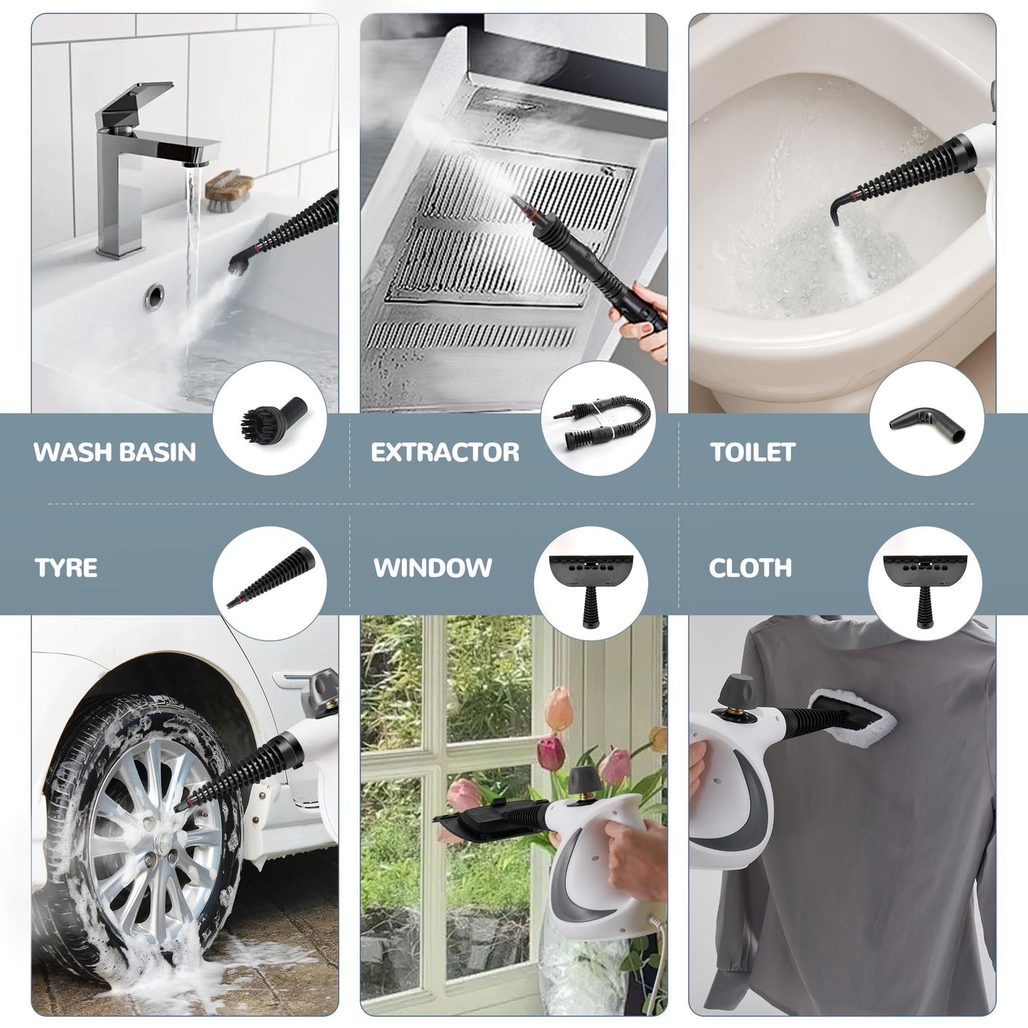 Handheld Pressurized Steam Cleaner | 11-Piece Accessory Set for Home & Car Deep Cleaning