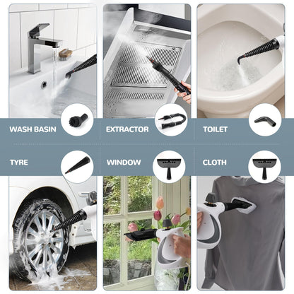 Handheld Pressurized Steam Cleaner | 11-Piece Accessory Set for Home & Car Deep Cleaning