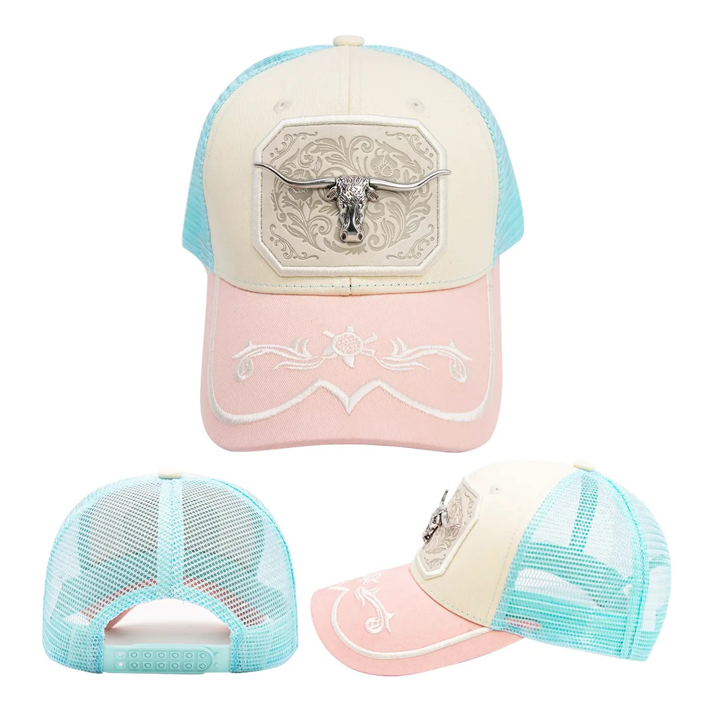 Pink Yellowstone Style Western Hat with Bull Pin