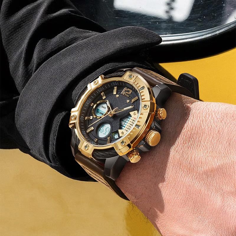 🔥Multifunctional Dual Display 3ATM Waterproof Men's Quartz Sports Watch