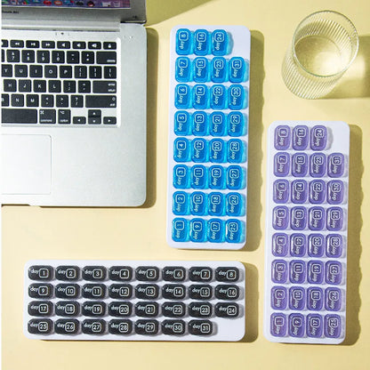 🔥✨Monthly Pill Organizer with Lid - Arthritis-Friendly Easy-Open Lids 31 Removable Daily Pill Pods Date Reminder & Travel Case for Vitamins & Medications