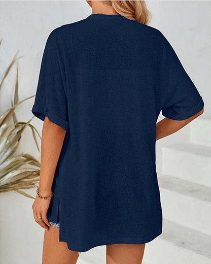 Short Sleeve Casual Solid Coat