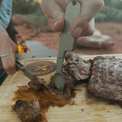 🔥Hot Sale - 2-in-1 Camping Utensil Set – Knife Fork Combo for Picnic, Portable Outdoor Travel Flatware