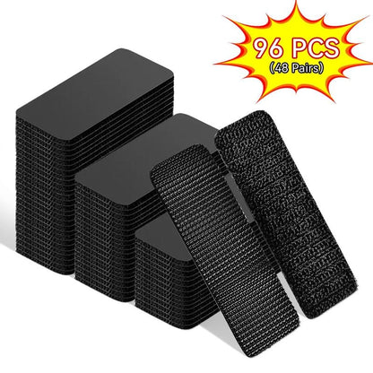 96 PCS Heavy Duty Hook and Loop Strips, Double Sided Reusable Adhesive Mounting Tape for Wall Hanging, Picture Frames, Cable Organizer, DIY Home Use