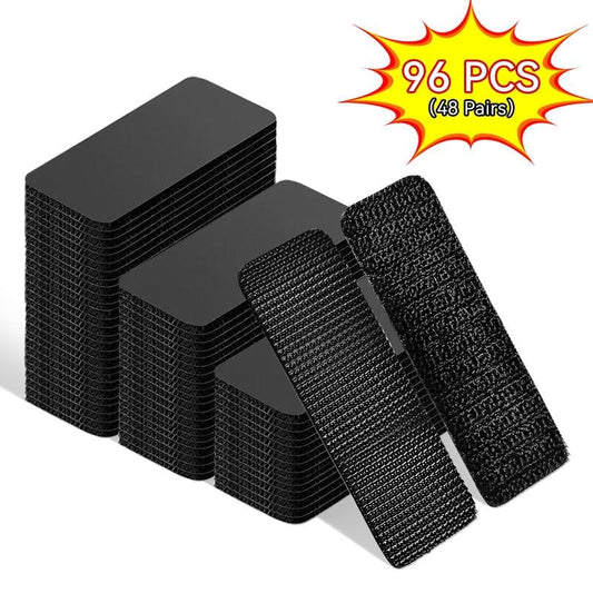 96 PCS Heavy Duty Hook and Loop Strips, Double Sided Reusable Adhesive Mounting Tape for Wall Hanging, Picture Frames, Cable Organizer, DIY Home Use