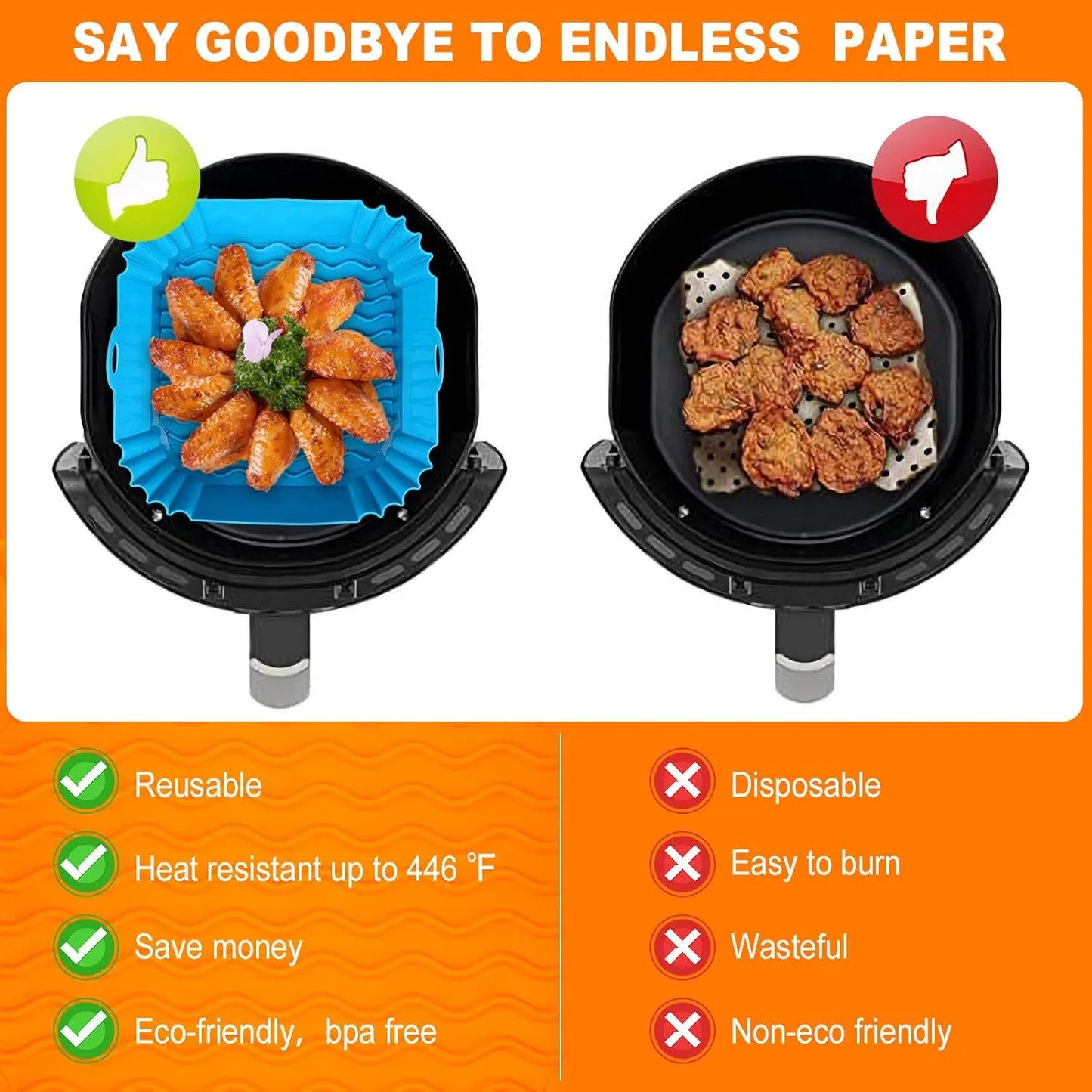 🔥✨Reusable Silicone Air Fryer Liner