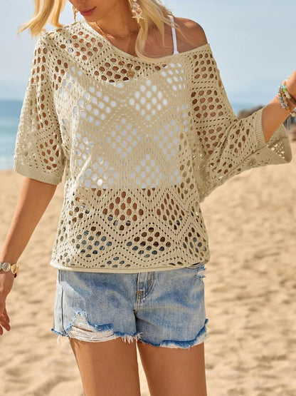 ? Handmade Crochet V‐Neck Boho Top | Apricot Summer Essential