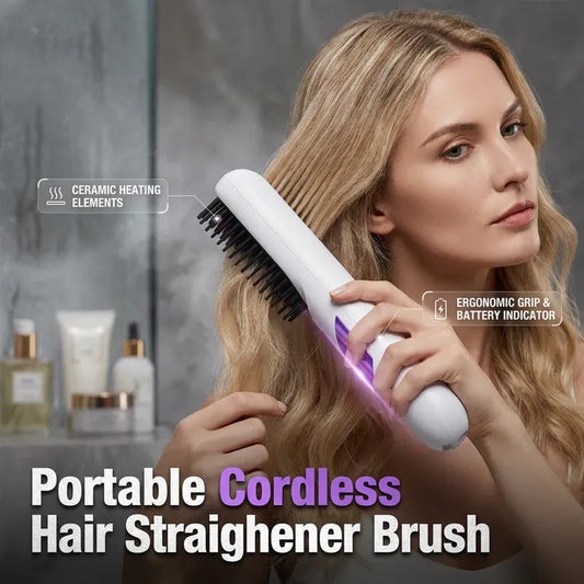 🔥Limited-time offer- 49% OFF🔥Cordless Ceramic Hair Straightener Brush