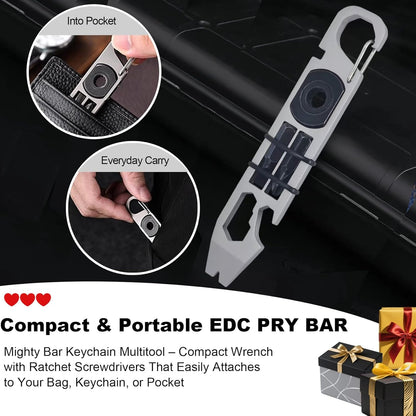 Pocket-Sized Multi-Function Keychain Pry Bar Tool with Wrench