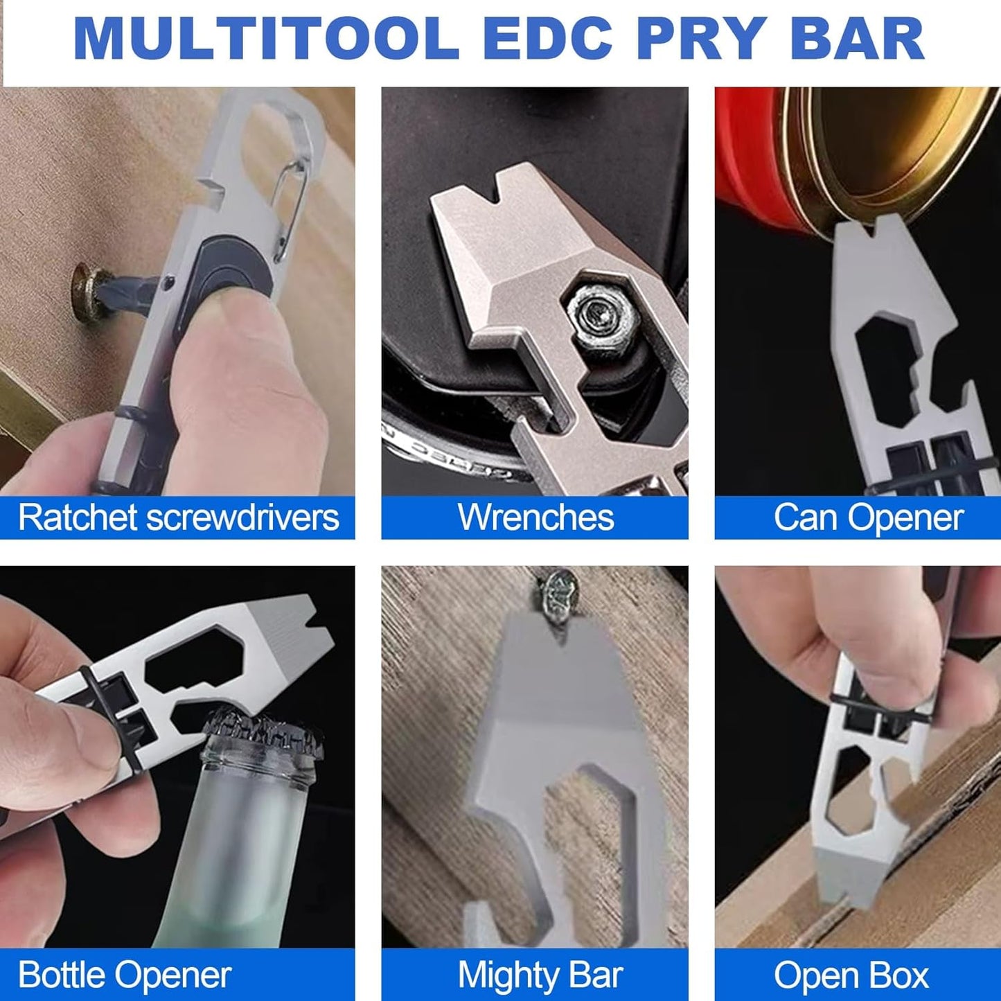 Pocket-Sized Multi-Function Keychain Pry Bar Tool with Wrench