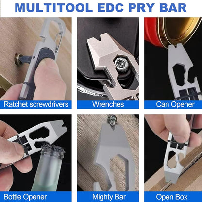 Pocket-Sized Multi-Function Keychain Pry Bar Tool with Wrench