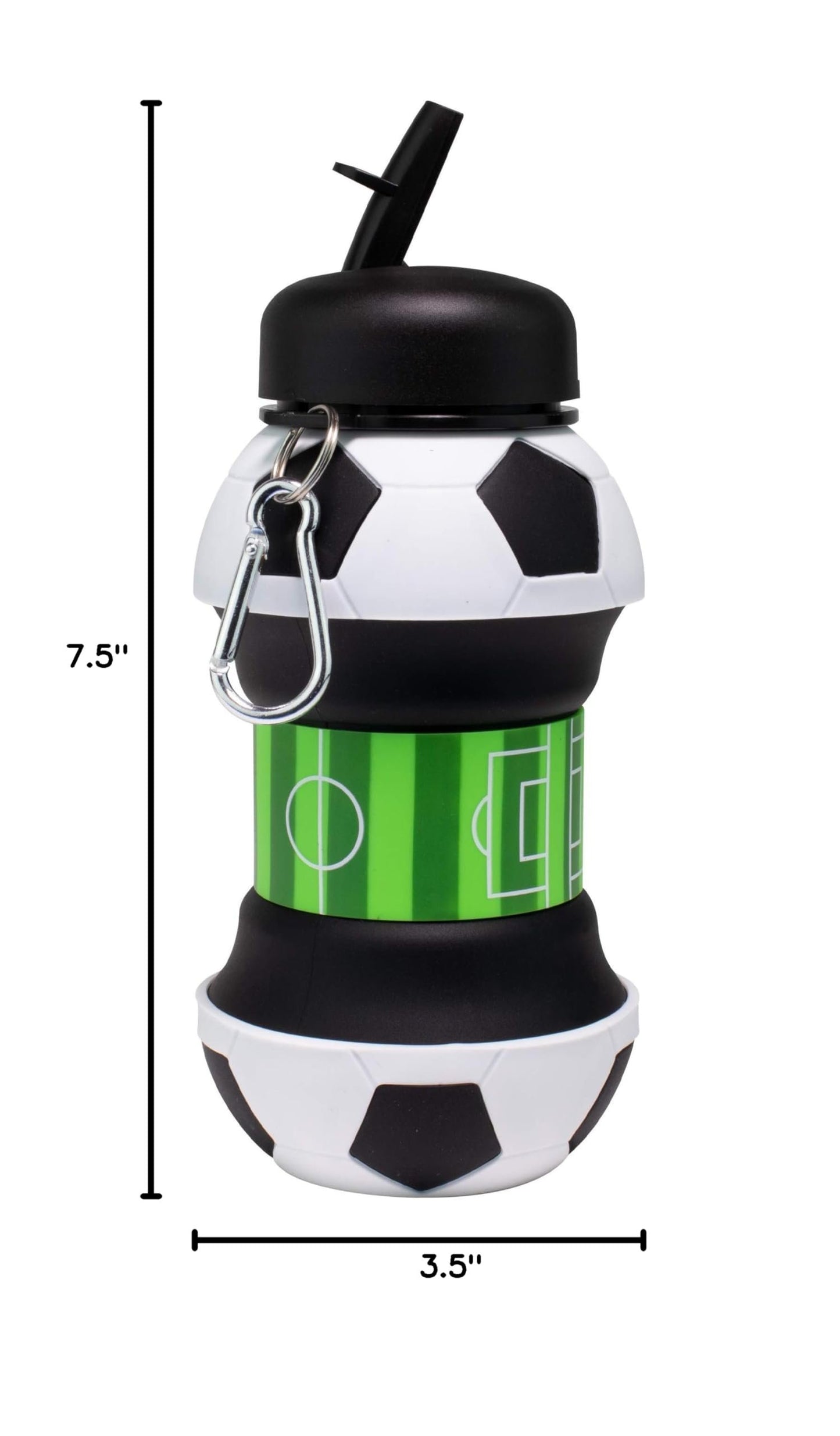 Collapsible Soccer Bottle | 34oz Expandable Food-Grade Silicone Sports Jug