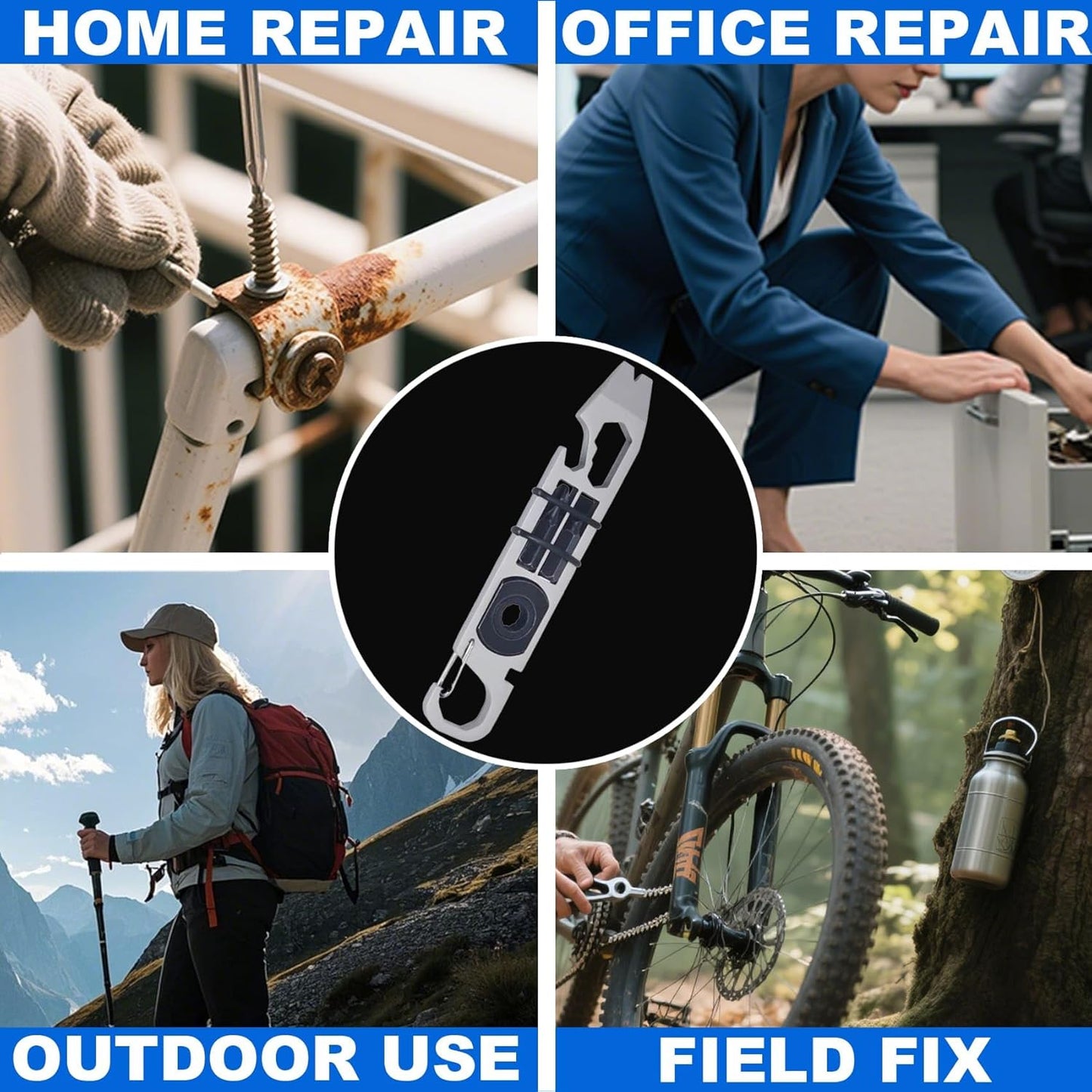 Pocket-Sized Multi-Function Keychain Pry Bar Tool with Wrench