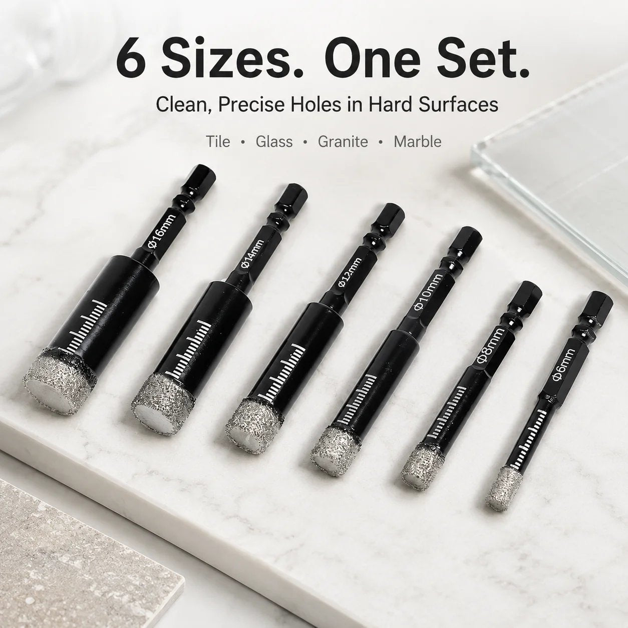 6PCS Diamond Drill Bit Set – Clean Holes In Hard Surfaces