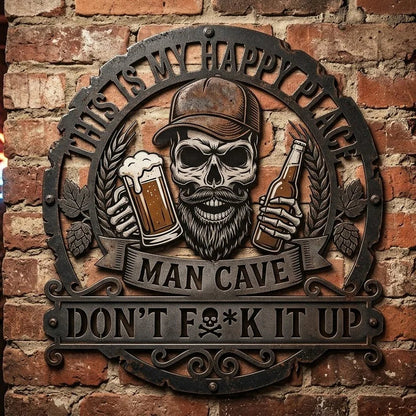 💀🍺Funny Skull Man Cave Metal Wall Sign