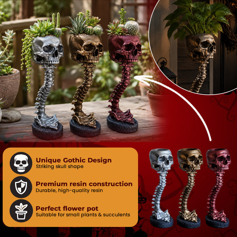 💀🖤Gothic Skull Planter And Skeleton Vase Spooky Home Decor