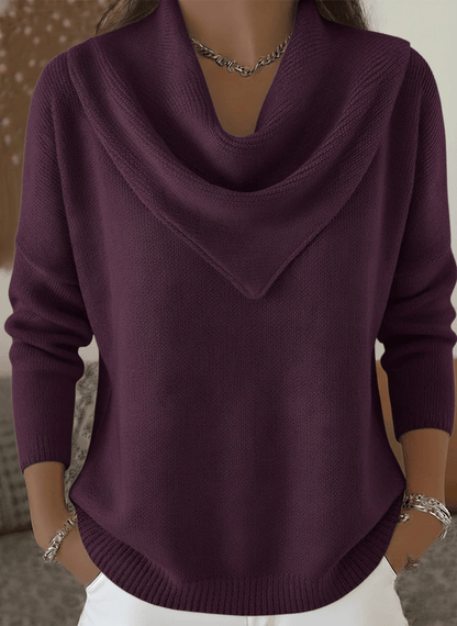 🔥Elegant Retro Soft Triangle Neck Solid Color Sweater Top
