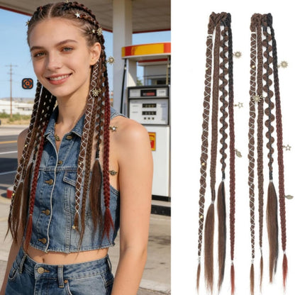 🔥🆕 2026 Boho Dreadlock Clip-In Hair Extensions 🌿 – 20" Braided Hair with Beads & Charms(✨2Pcs)