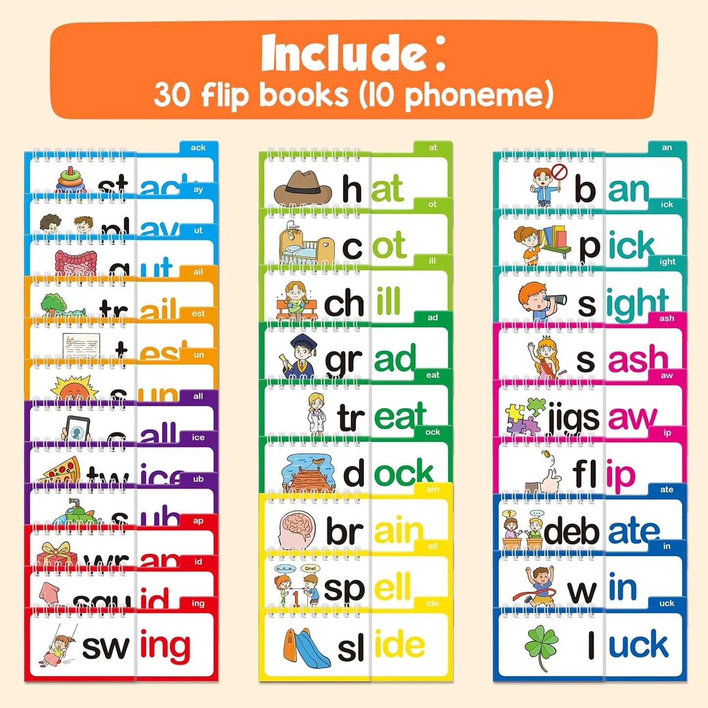 📚 Read & Rhyme Flip-Book Set – 30 Educational Phonics Flip Books for Early Learning